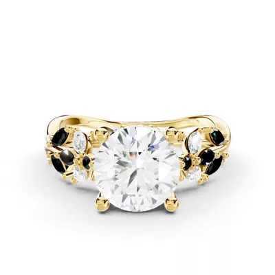 Butterfly And Bee Vine Twist Black Diamond Engagement Ring