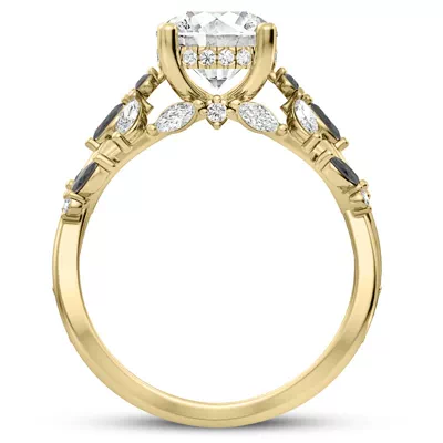Butterfly And Bee Vine Twist Black Diamond Engagement Ring