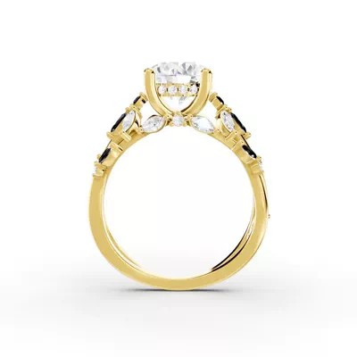 Butterfly And Bee Vine Twist Black Diamond Engagement Ring