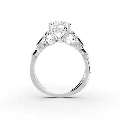 Butterfly And Bee Vine Twist Black Diamond Engagement Ring