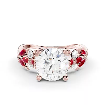 Butterfly And Bee Vine Twist Lab Ruby Engagement Ring