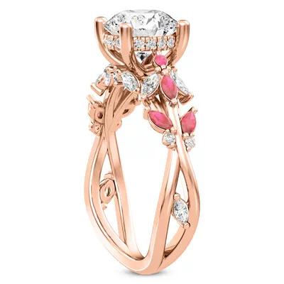 Butterfly And Bee Vine Twist Lab Ruby Engagement Ring