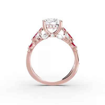 Butterfly And Bee Vine Twist Lab Ruby Engagement Ring