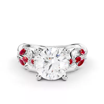 Butterfly And Bee Vine Twist Lab Ruby Engagement Ring