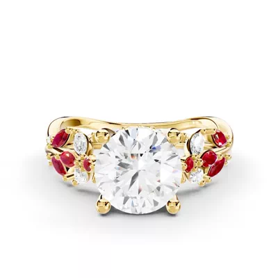 Butterfly And Bee Vine Twist Lab Ruby Engagement Ring