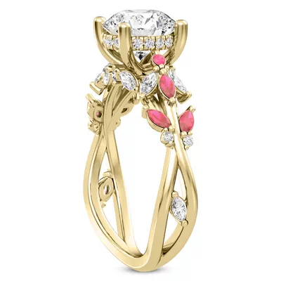 Butterfly And Bee Vine Twist Lab Ruby Engagement Ring