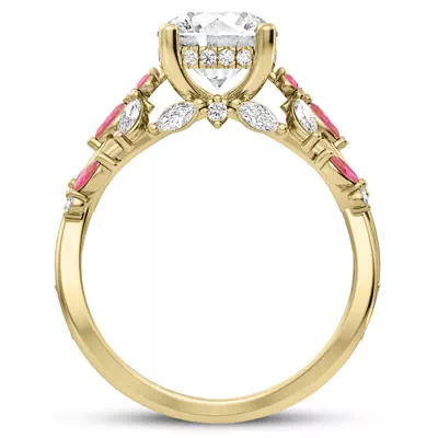 Butterfly And Bee Vine Twist Lab Ruby Engagement Ring