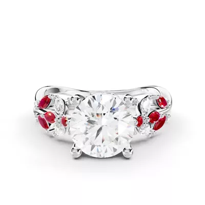 Butterfly And Bee Vine Twist Lab Ruby Engagement Ring