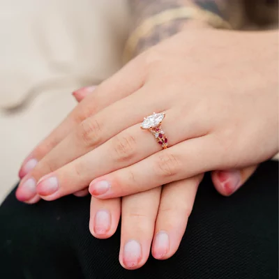 Butterfly And Bee Vine Twist Lab Ruby Engagement Ring