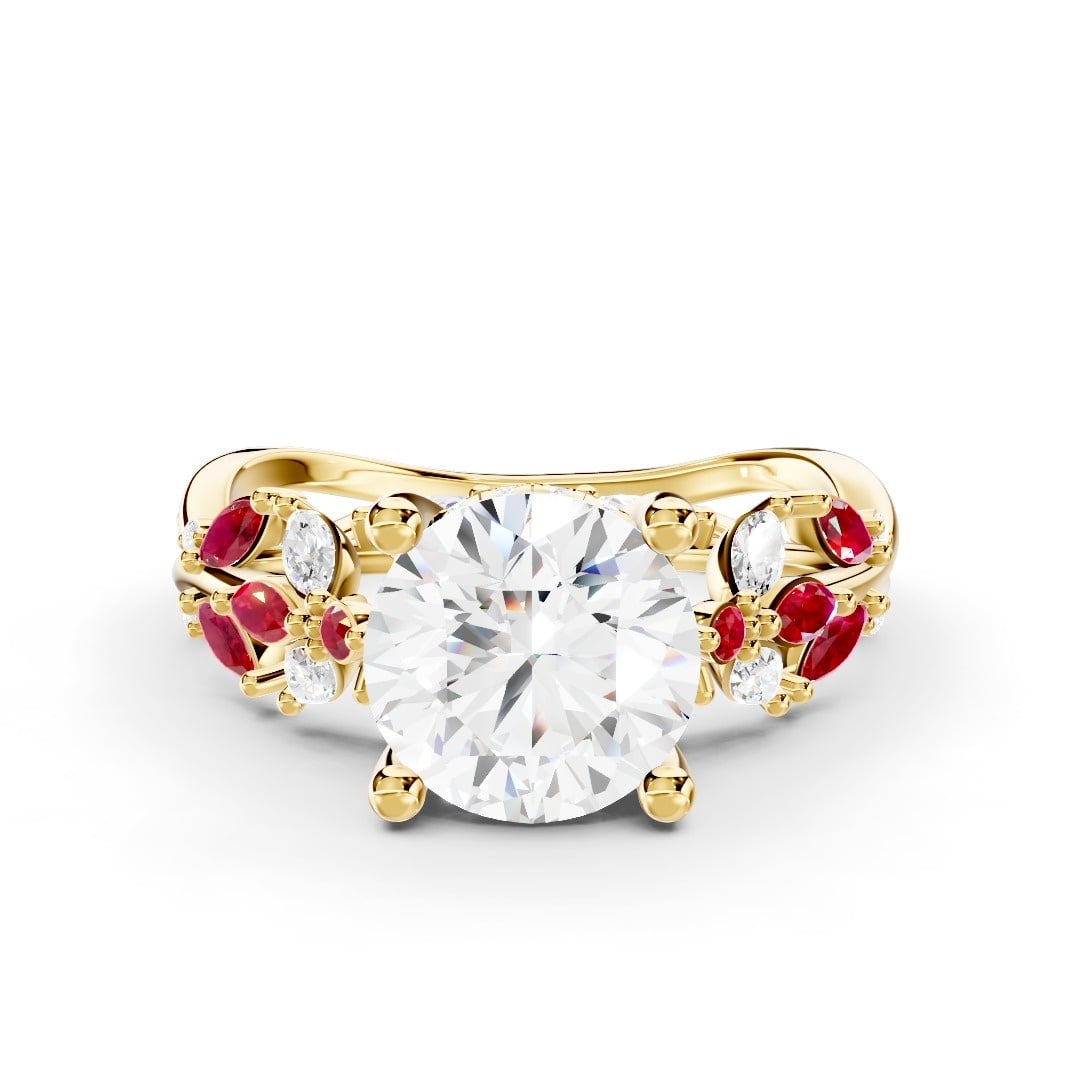 Butterfly And Bee Vine Twist Lab Ruby Engagement Ring