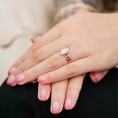 Butterfly And Bee Vine Twist Lab Ruby Engagement Ring