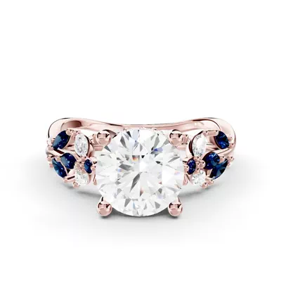 Butterfly And Bee Vine Twist Lab Sapphire Engagement Ring
