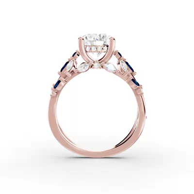Butterfly And Bee Vine Twist Lab Sapphire Engagement Ring