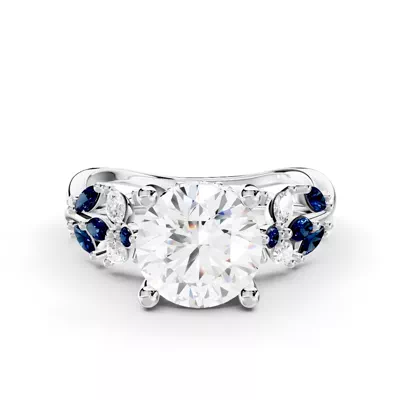 Butterfly And Bee Vine Twist Lab Sapphire Engagement Ring