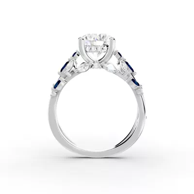 Butterfly And Bee Vine Twist Lab Sapphire Engagement Ring