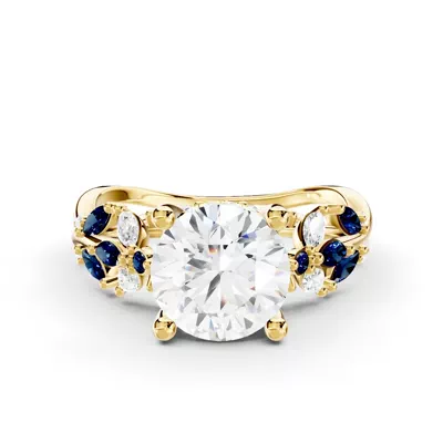 Butterfly And Bee Vine Twist Lab Sapphire Engagement Ring