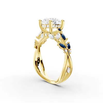 Butterfly And Bee Vine Twist Lab Sapphire Engagement Ring