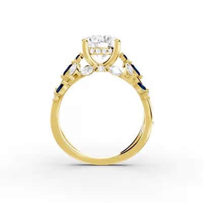 Butterfly And Bee Vine Twist Lab Sapphire Engagement Ring
