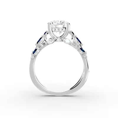 Butterfly And Bee Vine Twist Lab Sapphire Engagement Ring