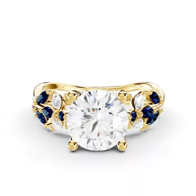 Butterfly And Bee Vine Twist Lab Sapphire Engagement Ring