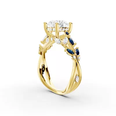 Butterfly And Bee Vine Twist Lab Sapphire Engagement Ring