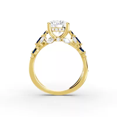 Butterfly And Bee Vine Twist Lab Sapphire Engagement Ring