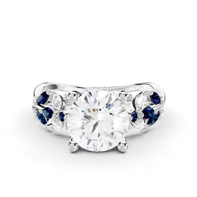 Butterfly And Bee Vine Twist Lab Sapphire Engagement Ring