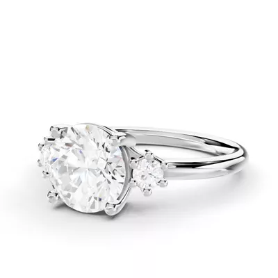 Marni Petite Three-Stone Lab Engagement Ring