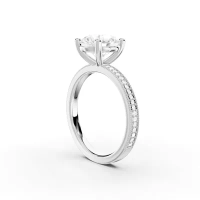 Milgrain Pavé Lab Engagement Ring