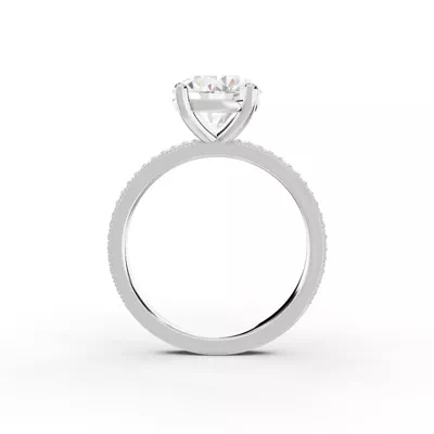 Milgrain Pavé Lab Engagement Ring