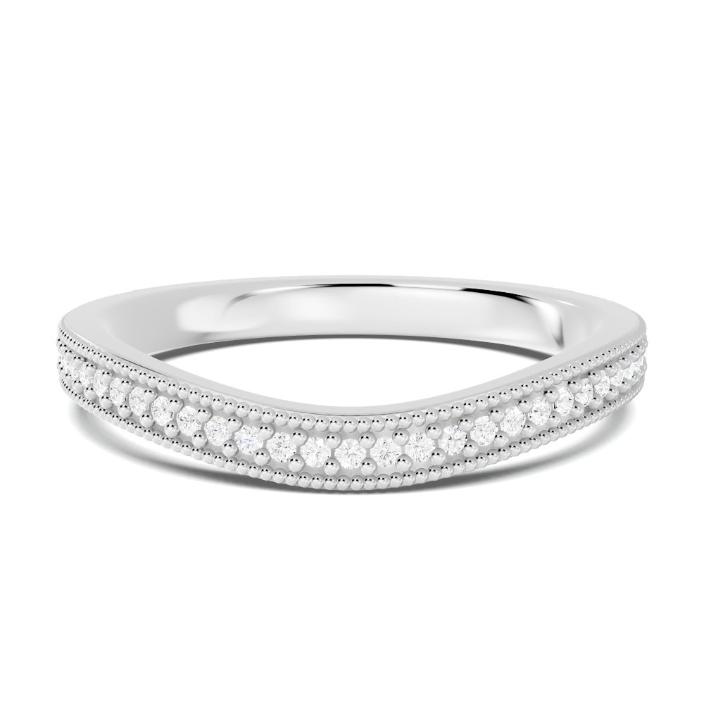 Milgrain Curved Pavé Diamond Band