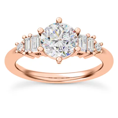 Tia Graduated Baguette And Round Diamond Engagement Ring