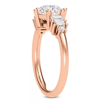 Tia Graduated Baguette And Round Diamond Engagement Ring
