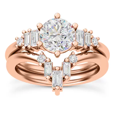 Tia Graduated Baguette And Round Diamond Engagement Ring