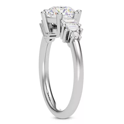 Tia Graduated Baguette And Round Diamond Engagement Ring