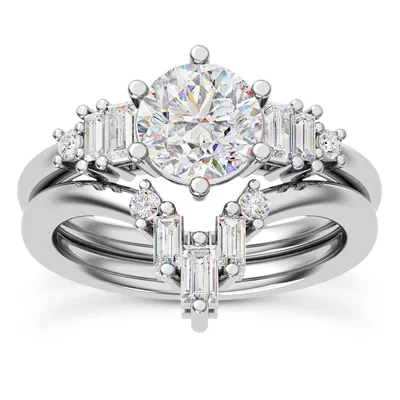 Tia Graduated Baguette And Round Diamond Engagement Ring