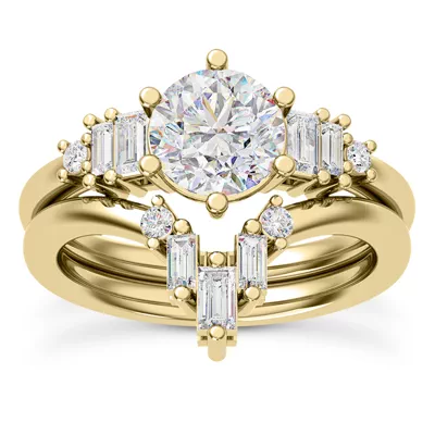 Tia Graduated Baguette And Round Diamond Engagement Ring