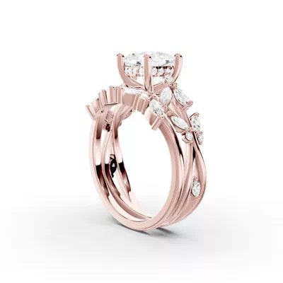 Butterfly And Bee Vine Twist Lab Engagement Ring