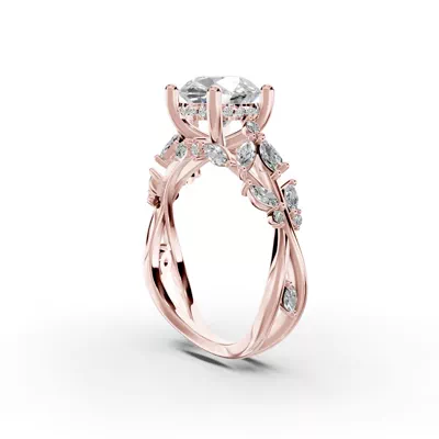 Butterfly And Bee Vine Twist Lab Engagement Ring
