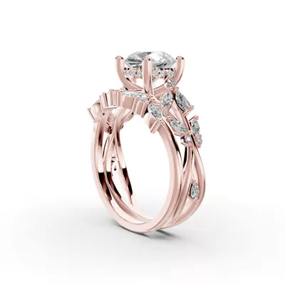 Butterfly And Bee Vine Twist Lab Engagement Ring