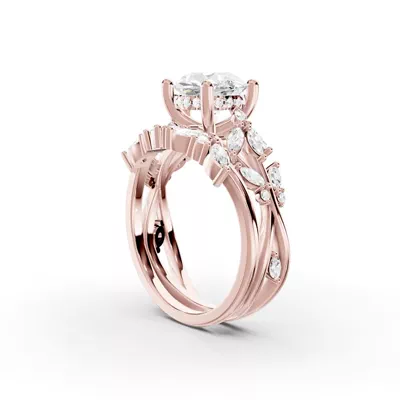 Butterfly And Bee Vine Twist Lab Engagement Ring