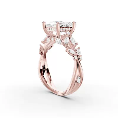 Butterfly And Bee Vine Twist Lab Engagement Ring