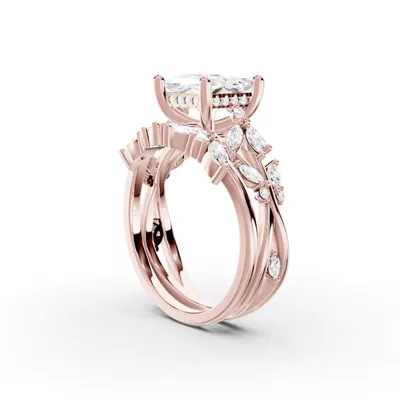 Butterfly And Bee Vine Twist Lab Engagement Ring