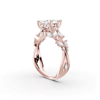 Butterfly And Bee Vine Twist Lab Engagement Ring