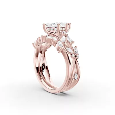 Butterfly And Bee Vine Twist Lab Engagement Ring
