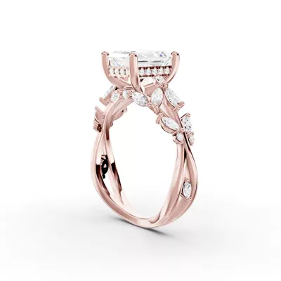 Butterfly And Bee Vine Twist Lab Engagement Ring