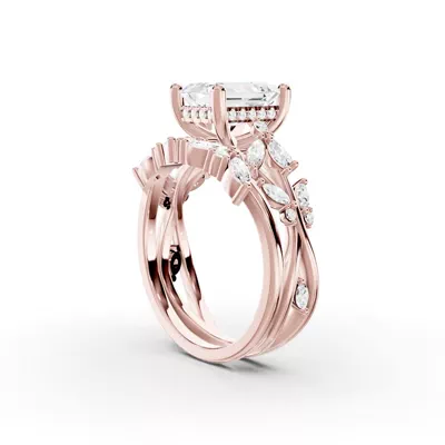 Butterfly And Bee Vine Twist Lab Engagement Ring