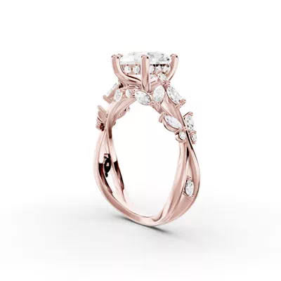 Butterfly And Bee Vine Twist Lab Engagement Ring