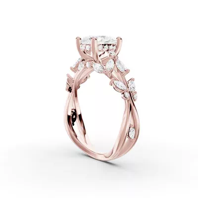 Butterfly And Bee Vine Twist Lab Engagement Ring