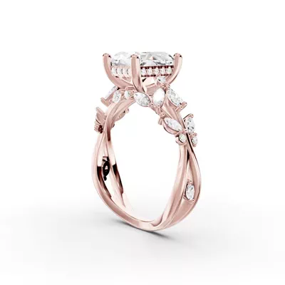 Butterfly And Bee Vine Twist Lab Engagement Ring